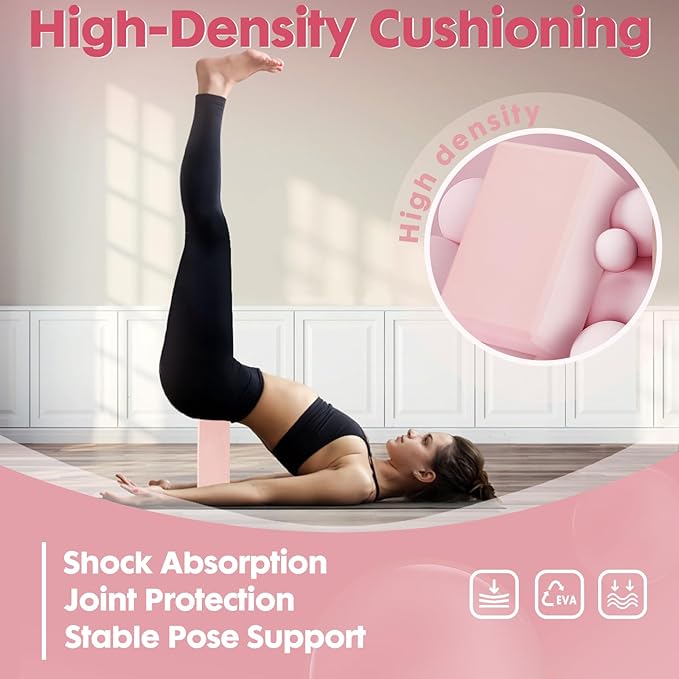 High-Density EVA Yoga Block – Hard & Thick (250g) Block for Yoga, Pilates, Dance Workout – Non-Slip Exercise Brick for Beginners, 9x6x4 Inches