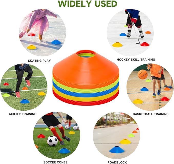 35/65 PCS Agility Soccer Cones for Training, Reusable Sports Cones for Drills with Mesh Bag, Training Cones for Soccer Practice, Football, Basketball - Disc Cones Training Equipment