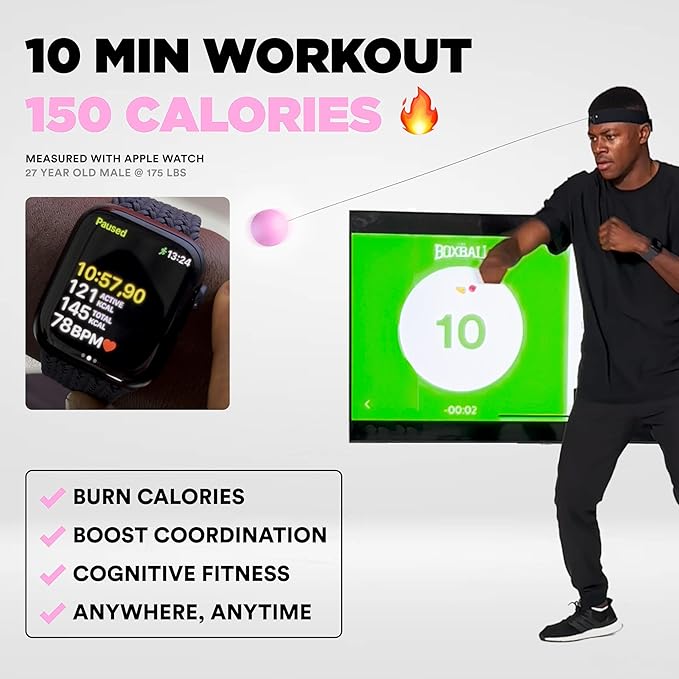 Boxbollen® Boxing Reflex Ball – Celebrity-Endorsed Reaction Trainer | App-Connected Punch Counter | Fun Fitness for All Ages | Improve Coordination & Agility | Ideal Gift for Home Workouts