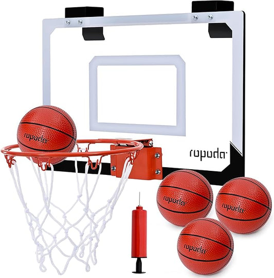 ropoda Indoor Basketball Hoop, Mini Hoop with Remote Controll, 7 LED Lights, 3 Modes Scoreboard, Mini Hoop with 4 Balls Over The Door, Basketball Hoop Indoor, Toys Gifts for Kids Adults