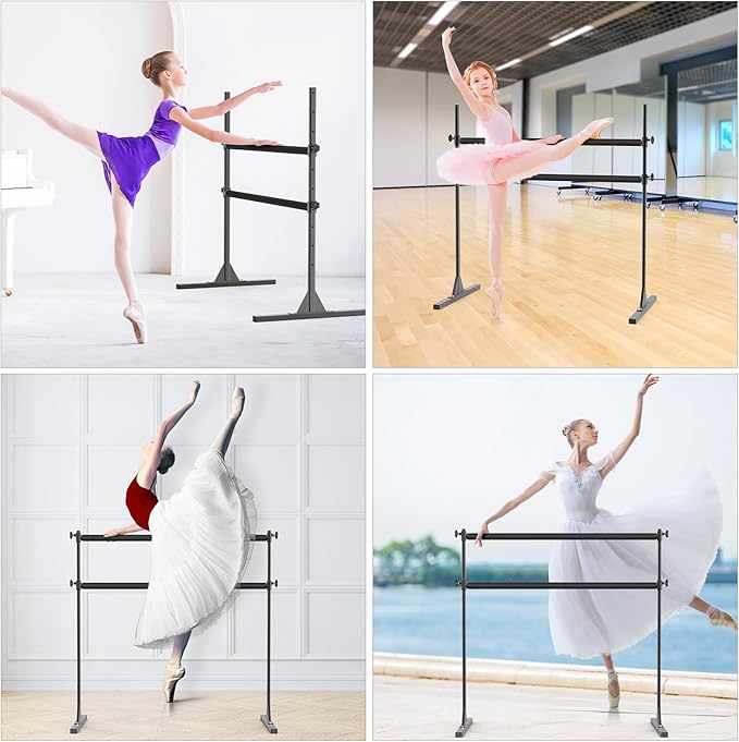SELEWARE Height Adjustable Ballet Barre Freestanding Ballet Bar Heavy Duty Dance Bar Support Barre Movements Body Stretch Pull-ups, Sturdy Construction Never Fall Apart, Anti-Slip