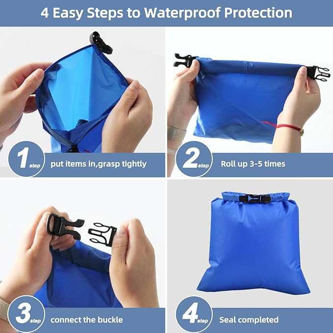 6PCS Dry Bags Waterproof, Lightweight Dry Bags for Kayaking Waterproof，Outdoor Waterproof Bag for Kayaking Hiking Boating Camping