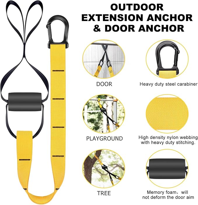 Rraining Kit, Workout Straps for Home, Adjustable Resistance Trainer with Handles, Door Anchor and Carrying Bag for Gym