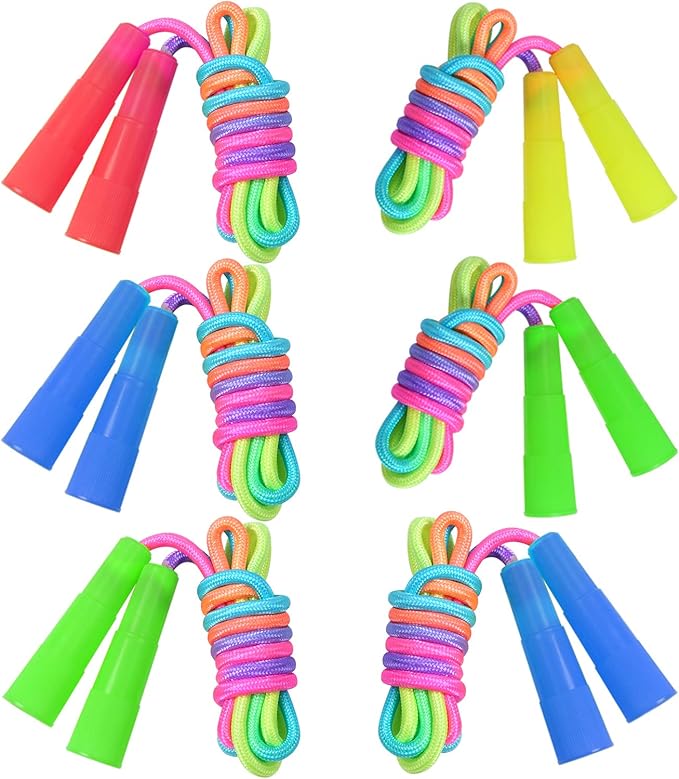 Elcoho 6 Pack Rainbow Jump Rope Set Jumping Ropes Physical Education Skipping Rope