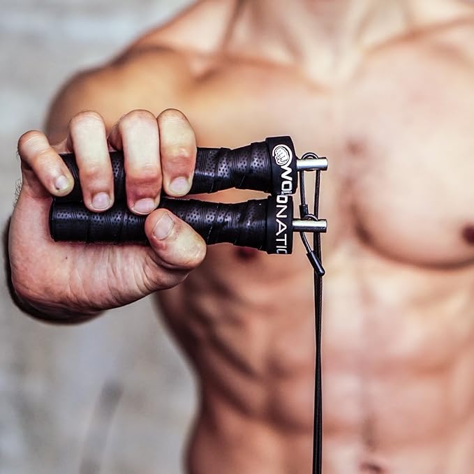 WOD Nation Attack Speed Jump Rope : Adjustable Jumping Ropes : Unique Two Cable Skipping Workout System : One Thick and One Light 11 Foot Cable : Perfect for Double Unders : Men and Women