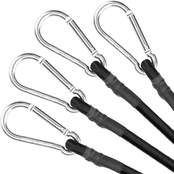 ZHOUBIN 72 Inch Black Bungee Cords with Carabiner Hooks, 4Pcs