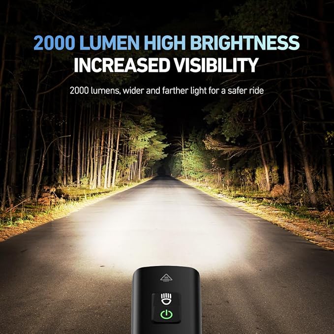 Bike Light Set - 2000 Lumen USB Rechargeable Headlight & Safety Tailligh, 5+4 Modes, 200M Visibility, Tool-Free Mount - IPX6 Waterproof Aluminum Alloy for Mountain/Commute Biking