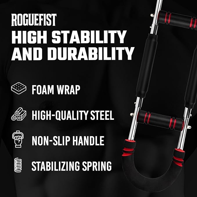 Arm Twister Trainer, Adjustable 3 Resistance Levels (60–100 lbs) with 1 Pair of Silicone Gym Grips Pads, Home Gym Fitness Equipment Chest, Arms, Shoulders & Forearms Portable Exerciser