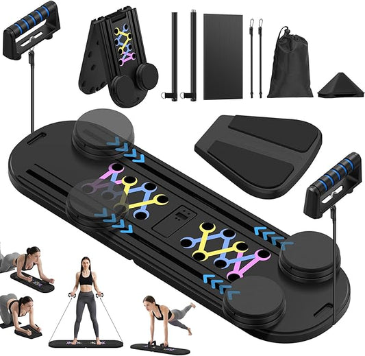 Foldable Pilates Board for Home Workout, 2025 New Pilates Reformer Set with Smart Timer, 7-in-1 Multifunctional Pilates Board Fitness Board, Pilates Reformer Machine Pilates Sliding Board