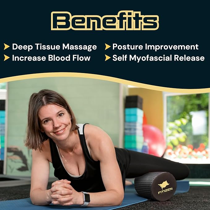 FitNation Foam Roller – High-Density Foam Muscle Roller – Textured Foam Rollers for Muscle Massage, Stretching, Pilates, Yoga