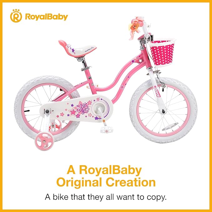 RoyalBaby Girls Bike EZ Bike Stargirl Training Free Balance to Pedal Easy Learning Bicycle, 12-20 Inch for Toddlers & Big Kids.