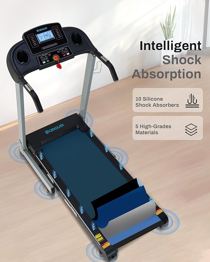 Auto Incline Treadmill with 300 LBS Capacity, 17.5" Wide 3 HP Folding Electric Treadmill Max 8.5 MPH Speed, Running Machine with Bluetooth Speaker & LCD Display for Home Use