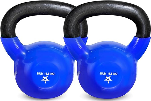 Yes4All Kettlebell, 5-100 LB Vinyl Coated Cast Iron Strength Training Kettlebells for Home Gym Exercises, Fitness, Full Body Workout Equipment, Push Ups, and Grip Strength