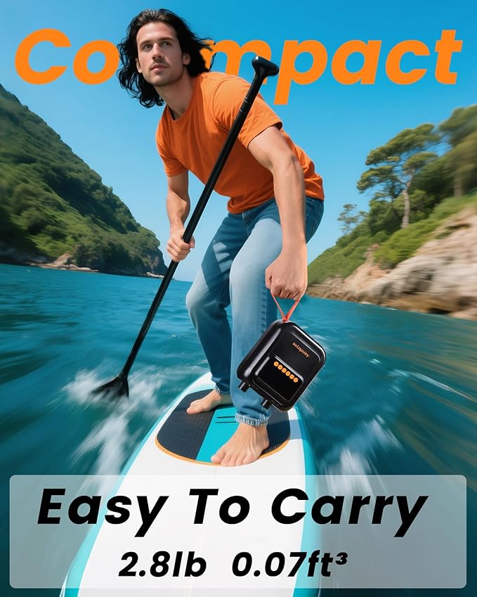 Rechargeable Electric Paddle Board Pump - 20PSI Portable 13500mAh Battery USB-C SUP Air Pump with 260% Faster Inflation for Inflatables, Kayaks, Tents, Boats, Pool