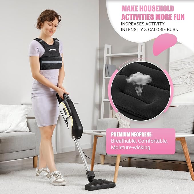 Adjustable Weighted Vest for Women, 6-12 Lbs Rucking Vest with 6 Ironsand Weights, Great Weighted Vest with Plus Pockets & Reflective Strips for Running, Walking, Workout and Strength Training