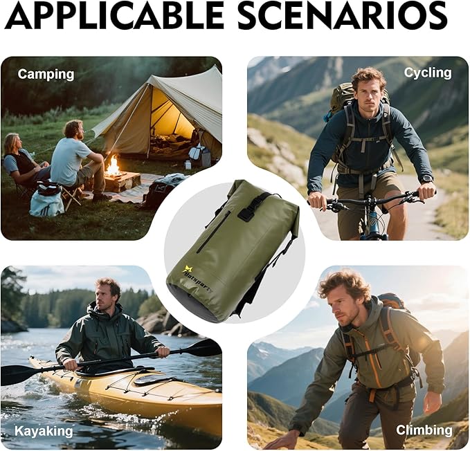 Waterproof Dry Bag Backpack - 25L/35L Lightweight Hiking Pack with Zippered Pocket for Camping, Kayaking, Travel, Hiking, Fishing, Outdoor Enthusiasts（35L）