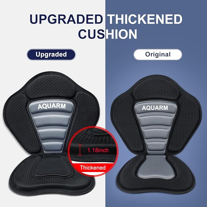 Deluxe Padded Kayak Seat with Adjustable Backrest - Universal Fit for Canoe, Fishing Boat & More