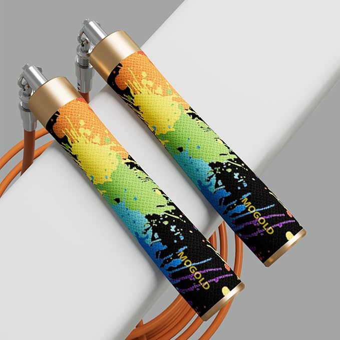 Weighted Jump Rope for Men Women -Interchangeable 1/5lb 1/4lb 1/2lb Heavy jump ropes - 360 Degree Spin - Length Adjustable,Ergonomics Leather Grip Skipping Rope for Fitness Weight Loss & More