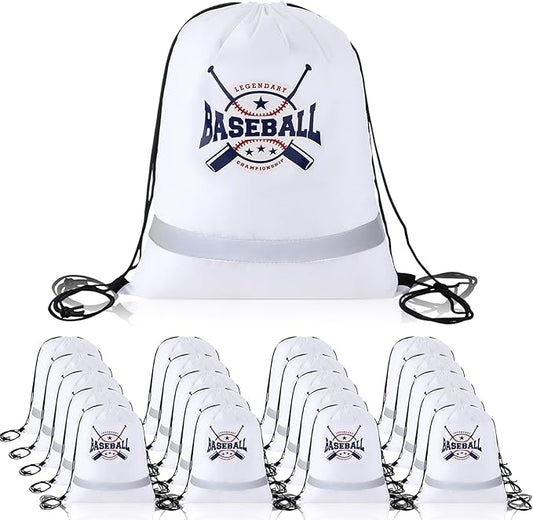 Xinnun 20 Pcs Baseball Drawstring Backpack, 13.39 x 16.54 Inch Baseball Bag Gym Sport Trip Party Favors Birthday Supplies