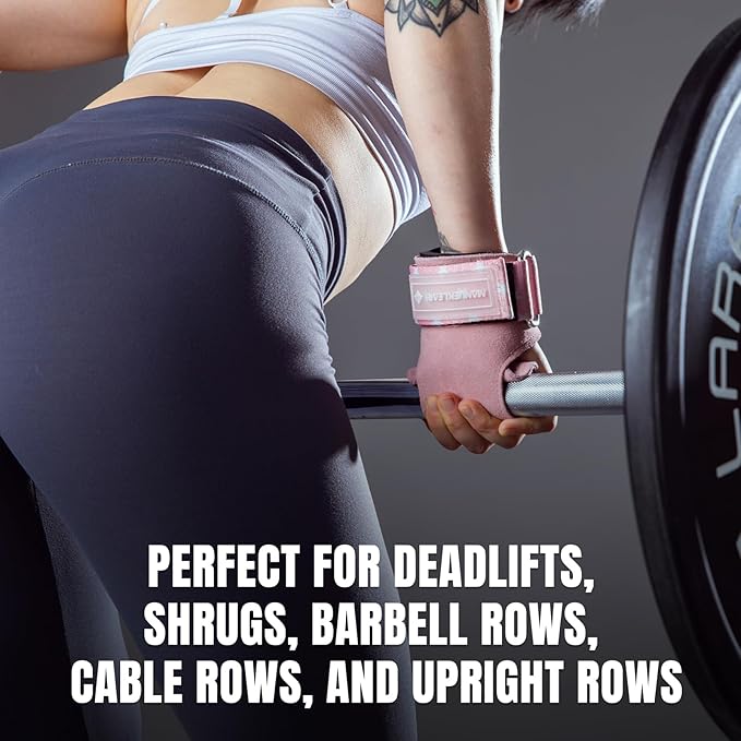 MANUEKLEAR Gym Straps Weight Lifting, Double Leather Lifting Straps for Men Deadlift with Cushion Wrist Loop, Gym Lifting Wrist Wraps for Weightlifting