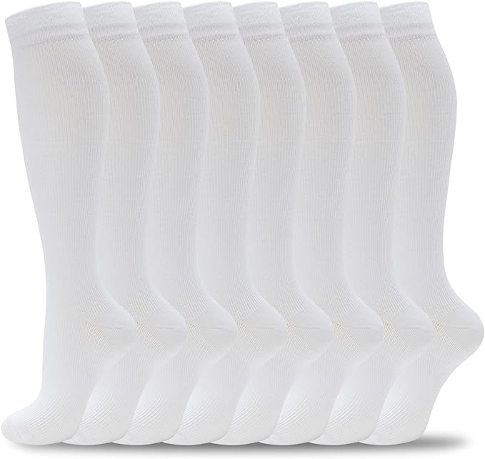 fenglaoda 8 Pairs Compression Socks for Men & Women 20-30 mmHg Knee High Nurse Pregnant Running Medical and Travel Athletic
