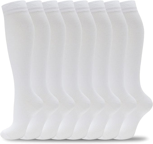 fenglaoda 8 Pairs Compression Socks for Men & Women 20-30 mmHg Knee High Nurse Pregnant Running Medical and Travel Athletic