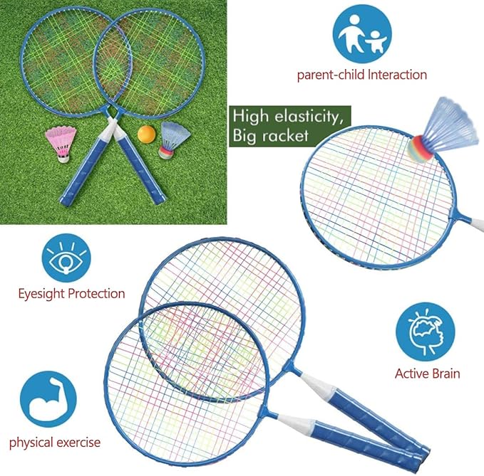 Badminton Rackets for Children,12 in 1 Shuttlecocks Racquet Sports Set w/Lightweight Carrying Bag for Kids Professionals Beginner Players Indoor Outdoor Sport Game