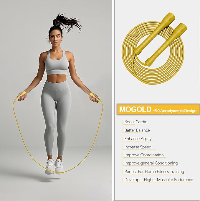 Workout Jump Rope,5mm PVC Jump Rope,Adjustable Length with Shatterproof Handles, Ideal for Beginners & Advanced Athletes, Fitness, Cardio & Boxing