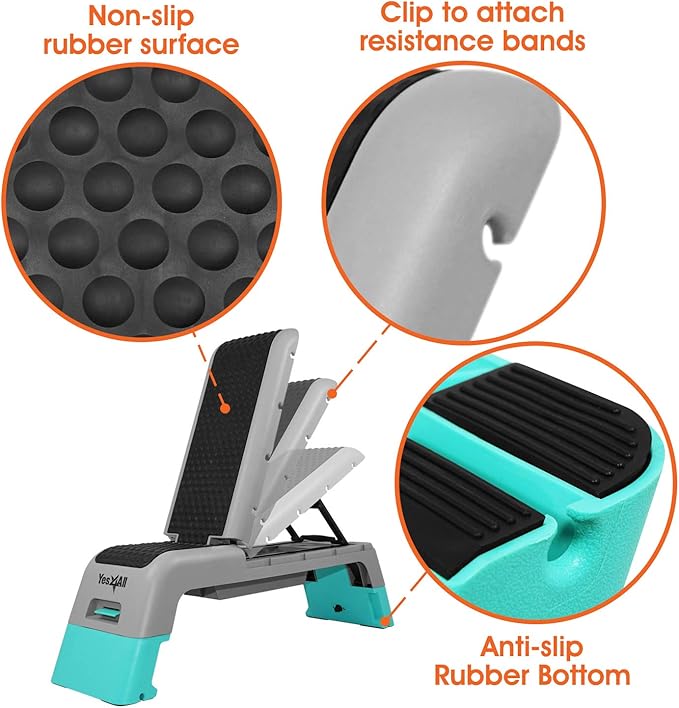 Yes4All Multifunctional Aerobic Deck - Versatile Fitness Station, Weight Bench, Aerobic Stepper, Plyometrics Box for Cardio Workouts and Strength Training