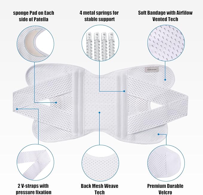 Galvaran Knee Brace with Side Stabilizers for Meniscal Tear Knee Pain ACL MCL Arthritis Injuries Recovery, Breathable Adjustable Knee Support for Men and Women