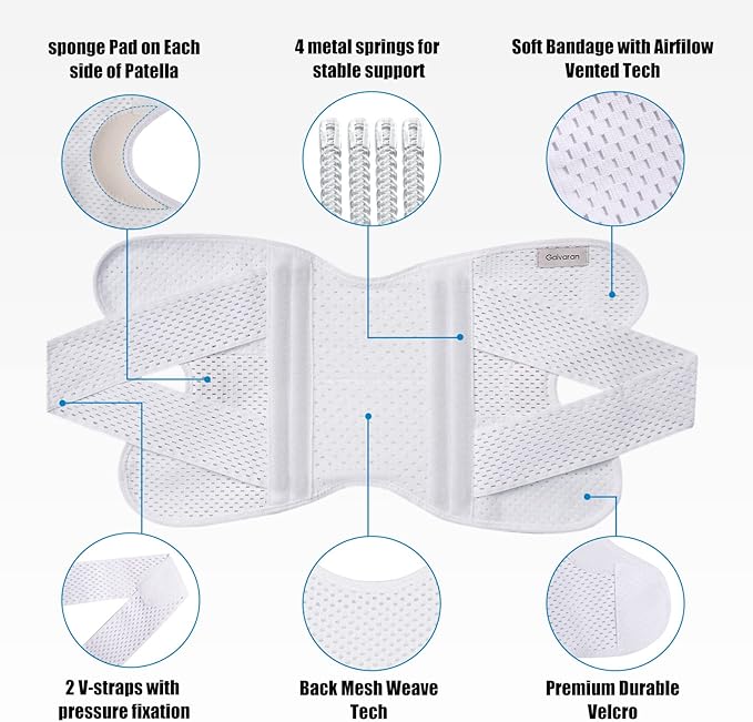 Galvaran Knee Brace with Side Stabilizers for Meniscal Tear Knee Pain ACL MCL Arthritis Injuries Recovery, Breathable Adjustable Knee Support for Men and Women