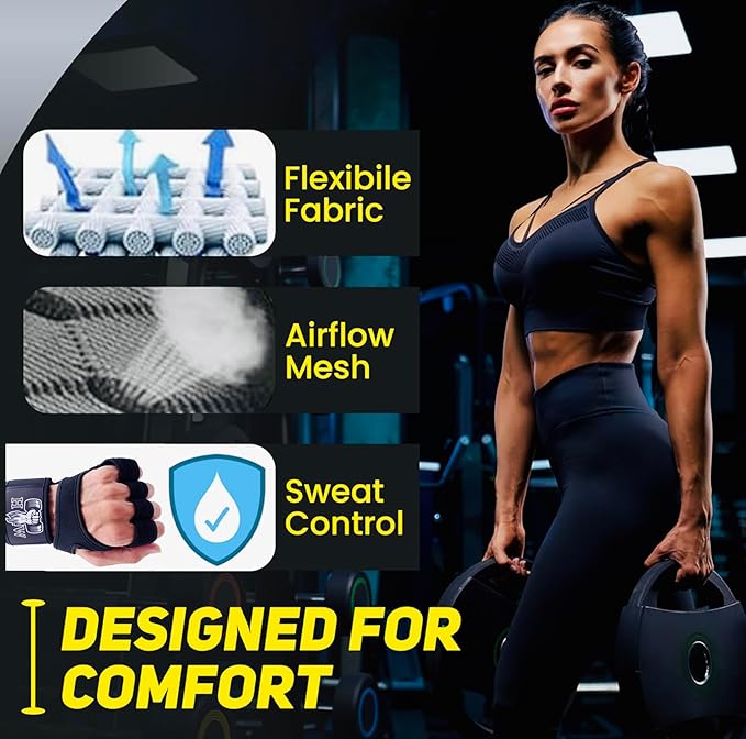 HW Weight Lifting Gloves – Built-in Wrist Wraps for Unbeatable Support in Gym, Crossfit & Strength Workouts (Men & Women)