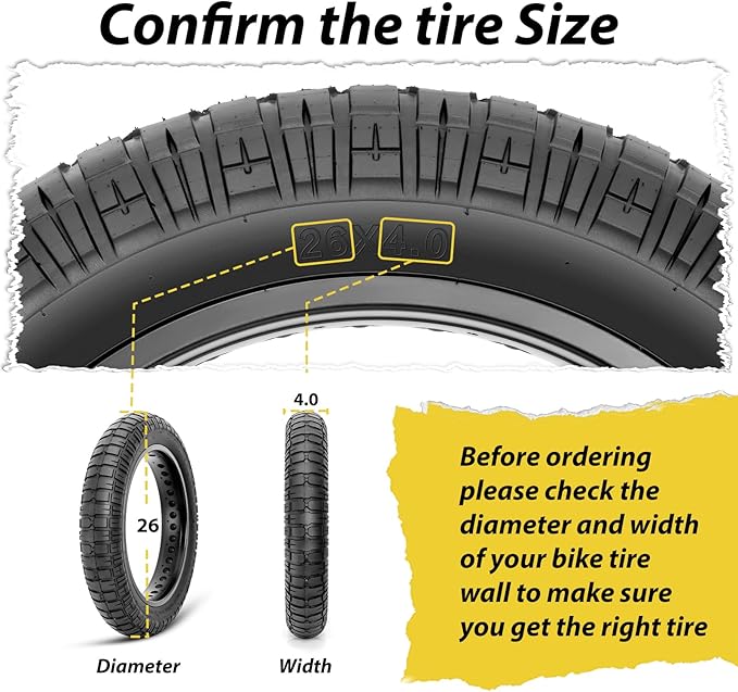 MOHEGIA E-bike Fat Tires Replacement Set: 2 Pack 26x4.0 inch Electric Bicycle Tires, Pair Inner Tubes with Tire Levers, High-Performance with Street or Urban Road Riding