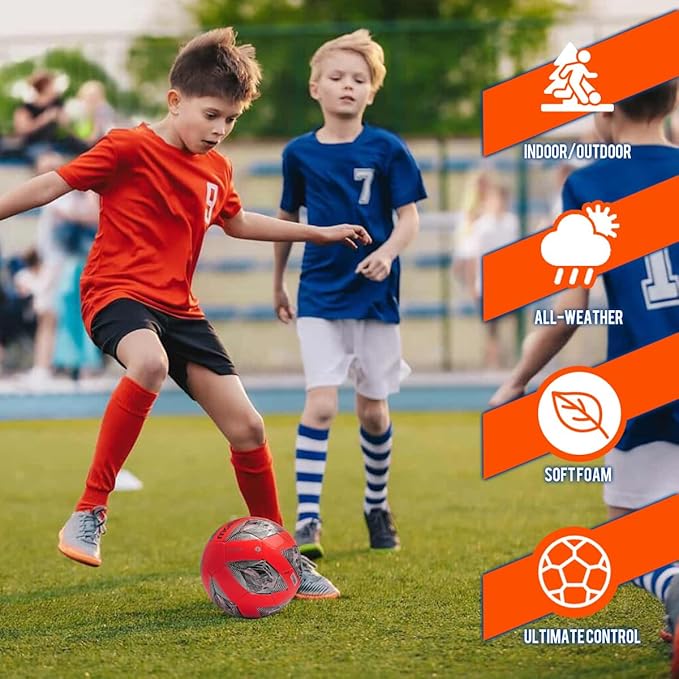 Soft PU Leather Soccer Ball, Indoor Outdoor Team Sports, Training Practicing Game Match Soccer Ball Gift for Adult Youth, 1pcs