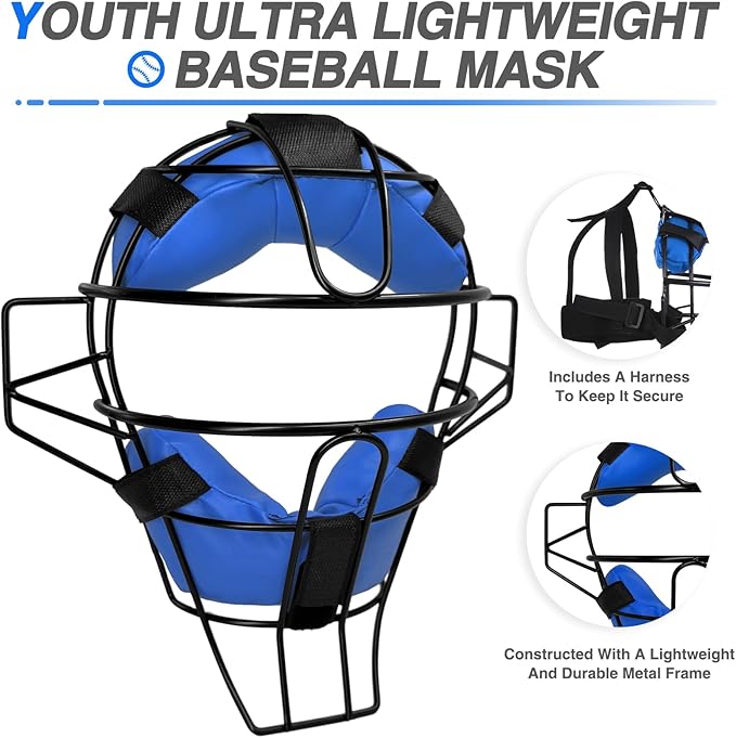Baseball Catcher Mask Umpire Mask,Full-Face Protection Mask for Baseball,Lightweight Secure Fit Provides Maximum Protection and Comfort – Does Not Obstruct View