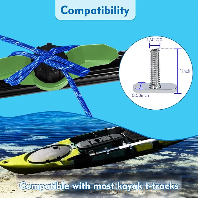 1007 Kayak Anchor Cleat Compatible with Kayak Track Light/Medium Duty Polymer Kayak Mount Track Kayak Low Profile Track Mount