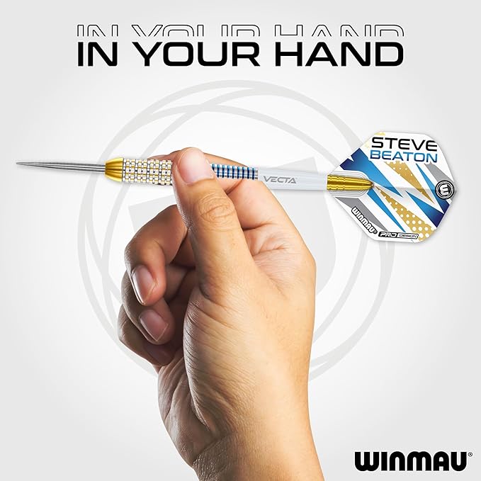 WINMAU Darts - Professional Player - Steve Beaton Legacy Edition 90% Tungsten Darts Set with Dart Flights and Dart Shafts (Stems) – Available in Soft and Steel Tip - Available weights 18g, 22g and 24g