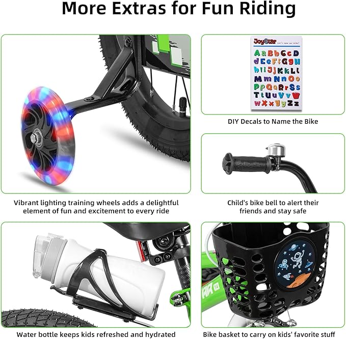 JOYSTAR Pluto 12 14 16 18 20 Inch Kids Bike with Light Up Training Wheels, Kids' Bicycle for Boys Girls Age 3-12 Years, Children Bikes, Multiple Colors