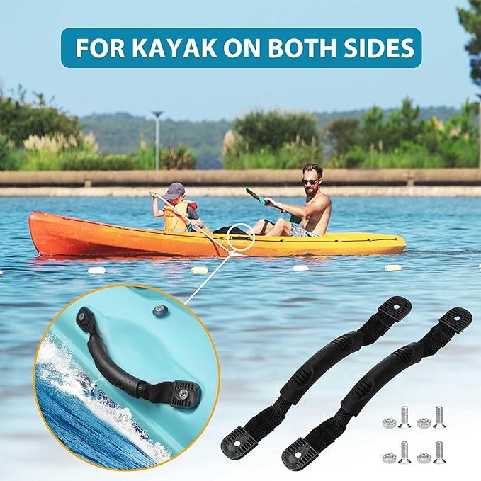 4PCS Kayak Carry Handles, Sturdy Canoe Boat Handle with Screws for Ocean Kayak Emotion Kayaks Luggage Outdoor Sport Canoe Handle Kayak Parts Black