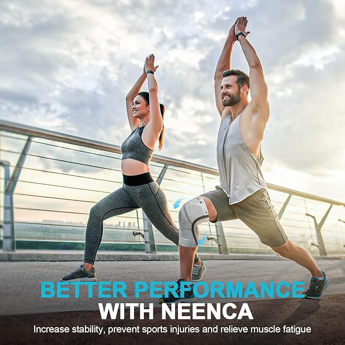 NEENCA Knee Sleeve – Knee Braces for Knee Pain, Joint Pain Relief, Swelling, Inflammation Relief, and Circulation, Knee Support for Women and Men (Gray, Small)