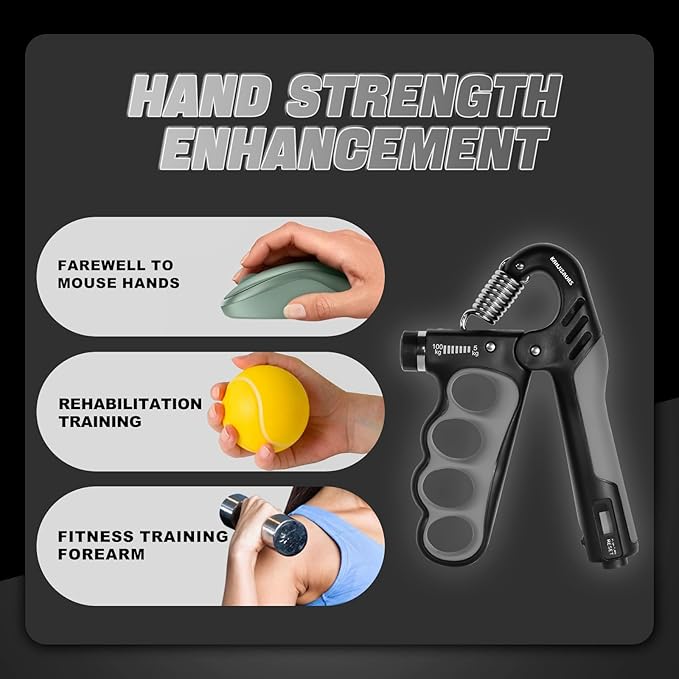Grip Strength Trainer,Adjustable Resistance Forearm Strengthener,Five Fingers Hand Grips Strengthener with Digital Counter, Handgrip Strength Trainer, Hand Workout Grip