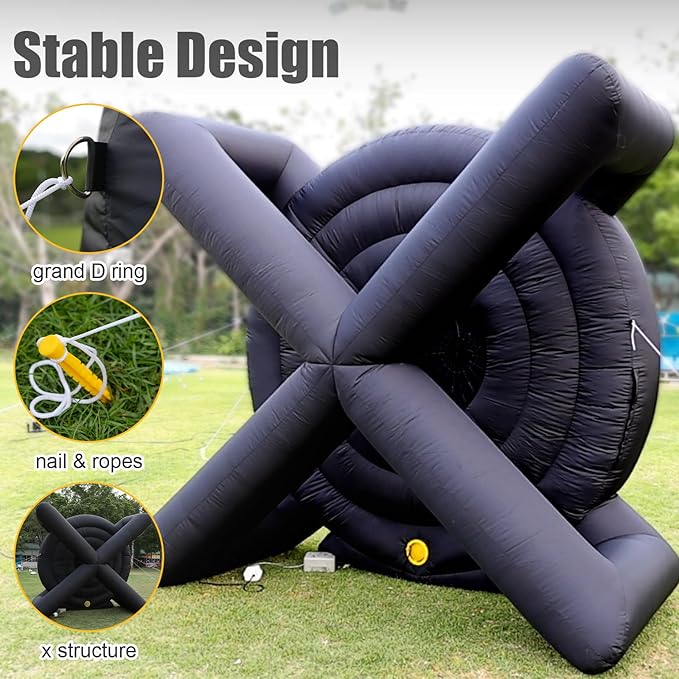 10FT Giant Inflatable Soccer Dart Board Backyard Games - with Buil in Blower, 8 Soccer Balls - Large Kick Football Target Dartboard for Outdoor Yard Lawn Family Adults Kids (Black)