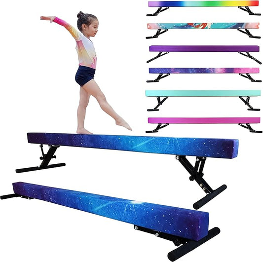 Adjustable Balance Beam Gymnastics Beam 8 FT Adjustable Height Beams for Kids, High and Low Floor Beams,Gymnastics Equipment for Kids Adults Training at Home and Gym Center