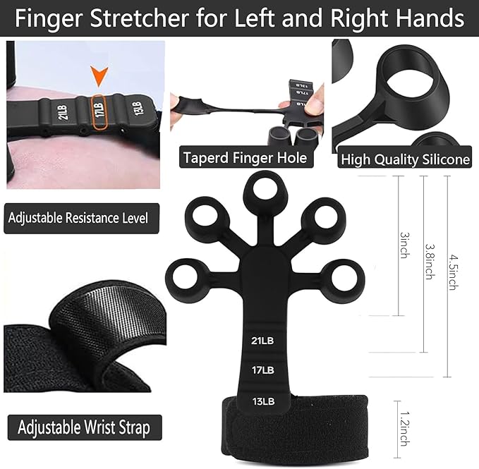Grip Strength Trainer Kit (5 Pack), Grip and Forearm Strengthener, Finger Strengthener, Adjustable Resistance Hand Gripper, Grip Ring, Stress Relief Ball for Muscle Building, Injury Recover