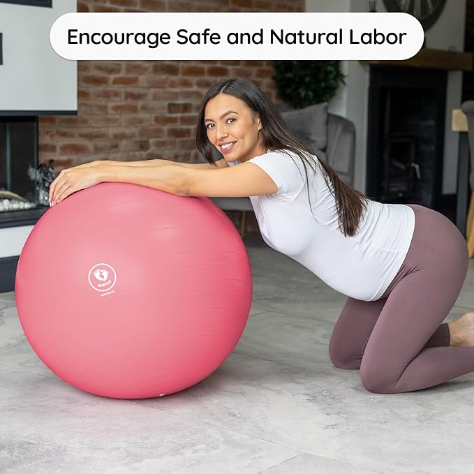 BABYGO Birthing Ball - Pregnancy Yoga Labor & Exercise Ball & Book Set Trimester Targeting, Maternity Physio, Birth & Recovery Plan Included Anti Burst Eco Friendly