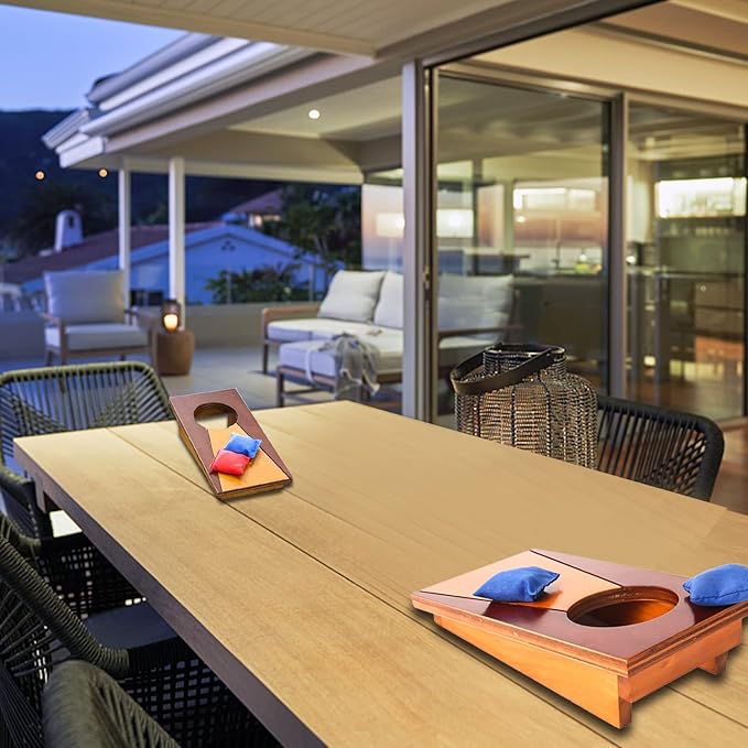 GSE Games & Sports Expert Portable Cornhole Toss Game Set with 8 Bean Bags, Wooden Cornhole Game Set for Indoor&Outdoor. Bean Bag Toss Game Set for Family, Friends