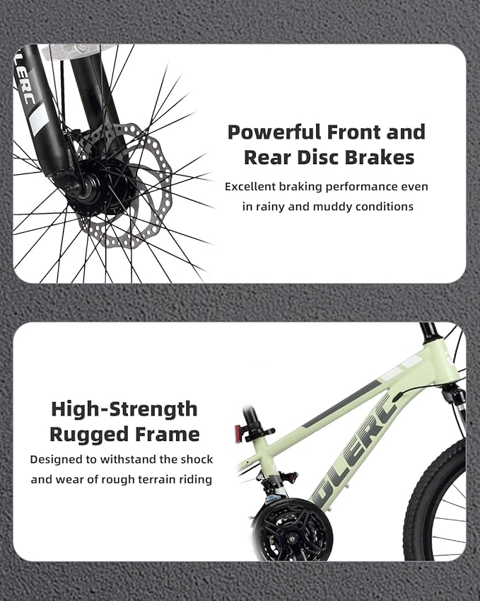 Glerc 20 24 Inch Kids Bike, Kids Mountain Bike for Boys and Girls Ages 6-14, 21-Speed Skyline Bicycle with Front Suspension and Disc Brakes, Multiple Colors