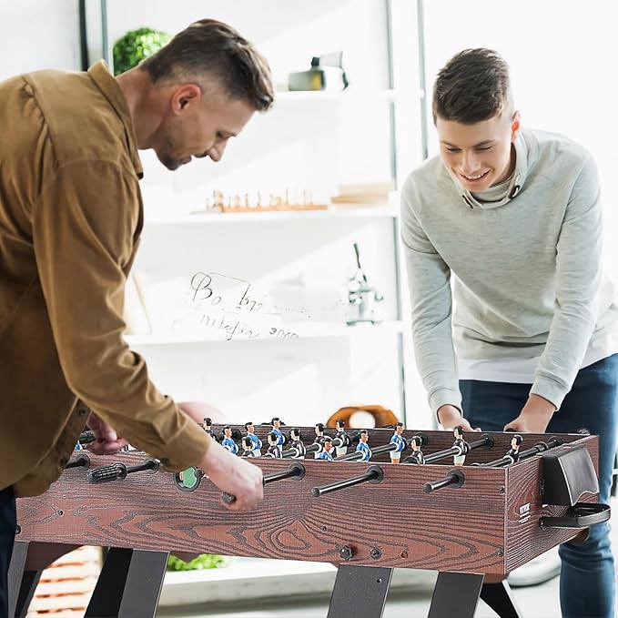VEVOR Folding Foosball Table, 42 inch Standard Size Foosball Table, Indoor Full Size Foosball Table for Home, Family, and Game Room, Soccer with Foosball Table Set, Includes 2 Balls, walnut