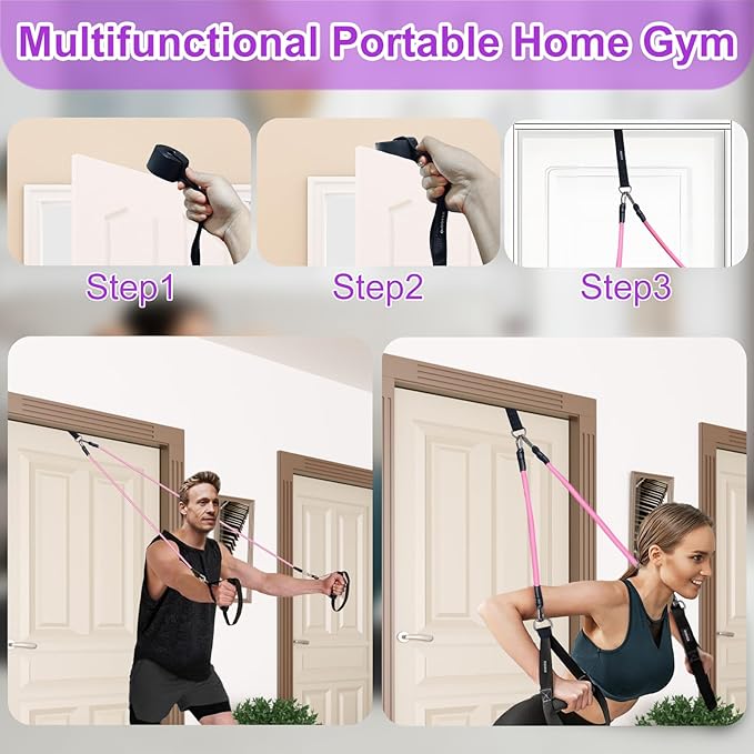 Pilates Bar Kit with Resistance Bands for Working Out, Pilates Equipment with Ab Roller for All Fitness Levels, Portable Home Gym Full Body Workout Equipment for Women&Men