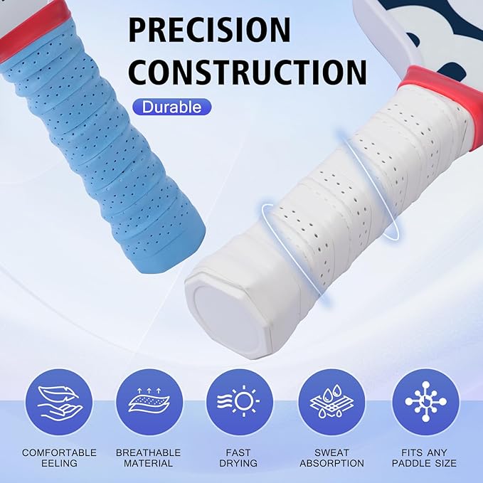 Pickleball overgrip 6 Pack Anti-Slip, Sweat-Absorbing and Extra-Long Pickleball Grip Tape Suitable for Tennis Squash Badminton